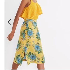 Madewell silk side-buttoned skirt w/painted blooms